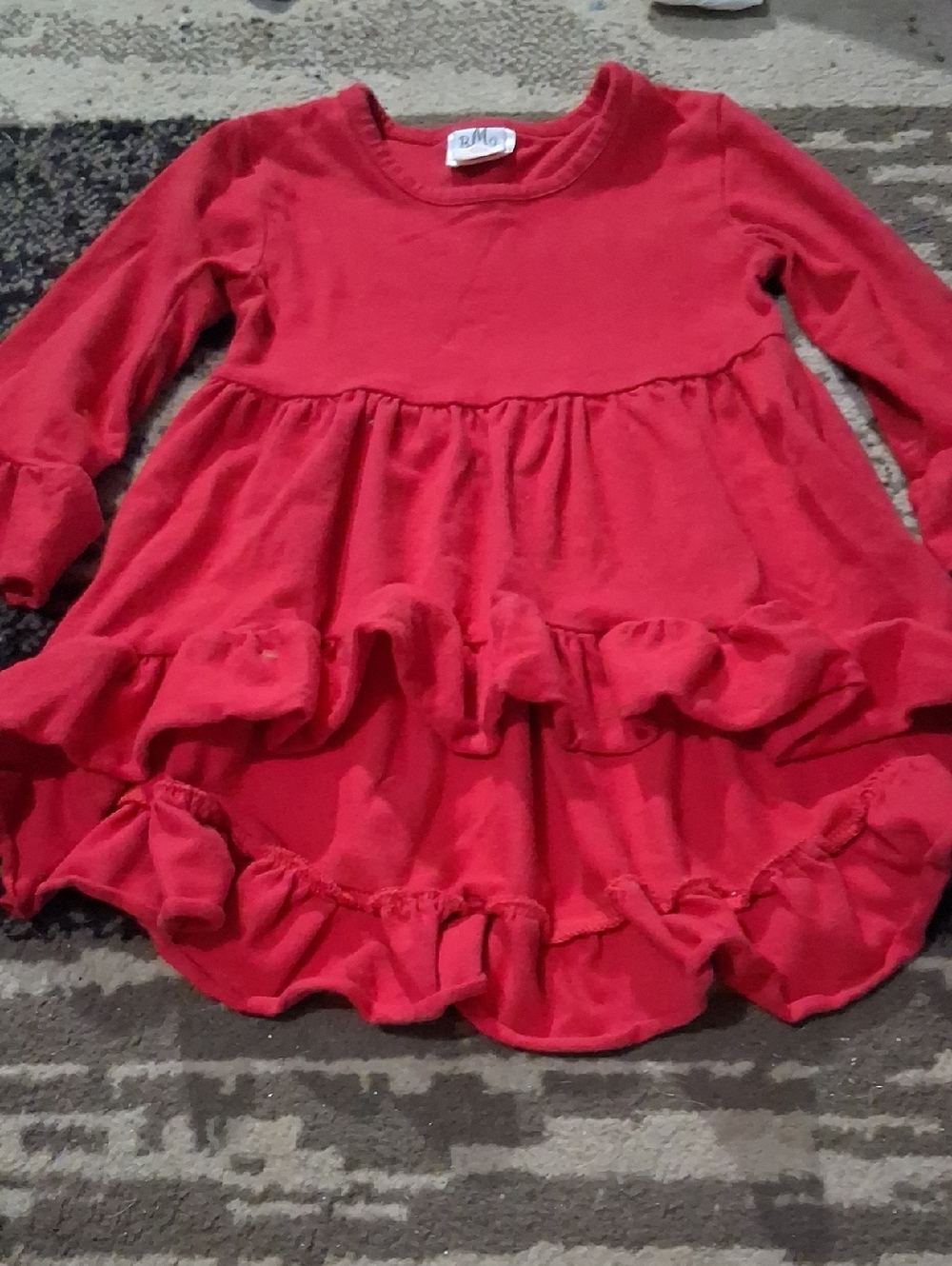 RML Red Ruffle Long-Sleeve Top for Girls